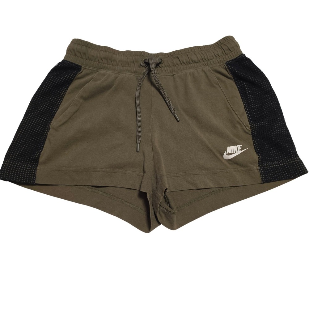 Nike Mesh Panel Athletic Gym Shorts Olive Green Black Size Small
